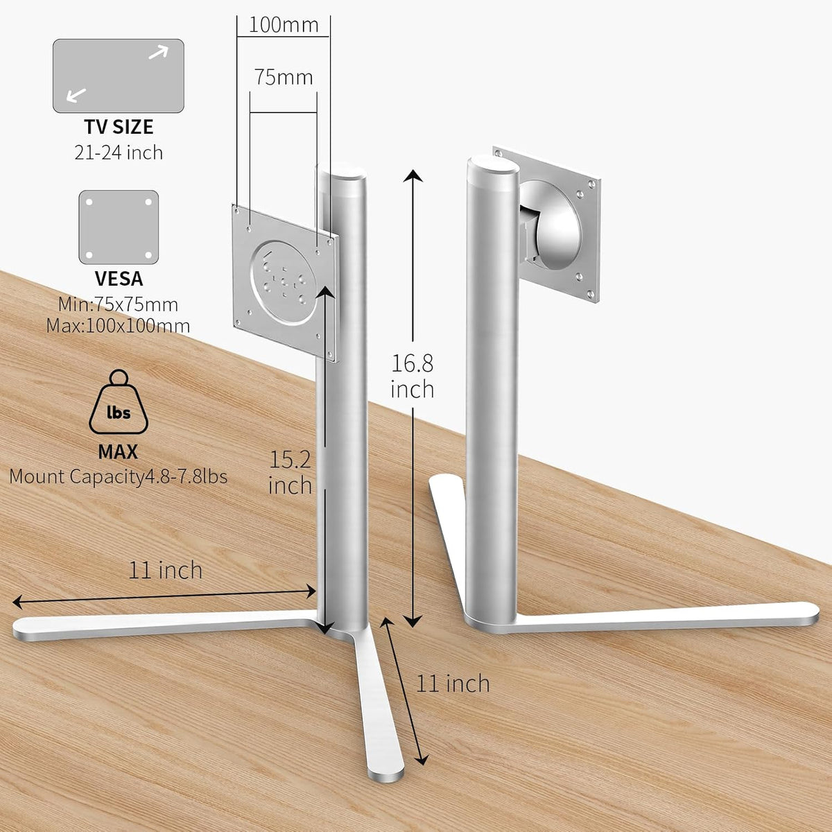 Soporte de monitor VESA de aluminio para monitor Peso 4.8-7.8 lb