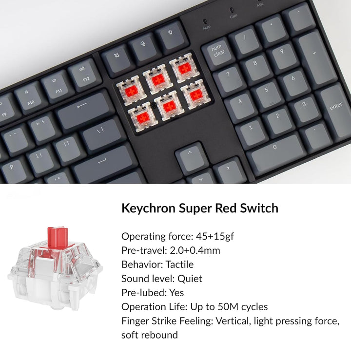 Keychron Teclado mecánico inalámbrico K10 de tamaño completo para j...