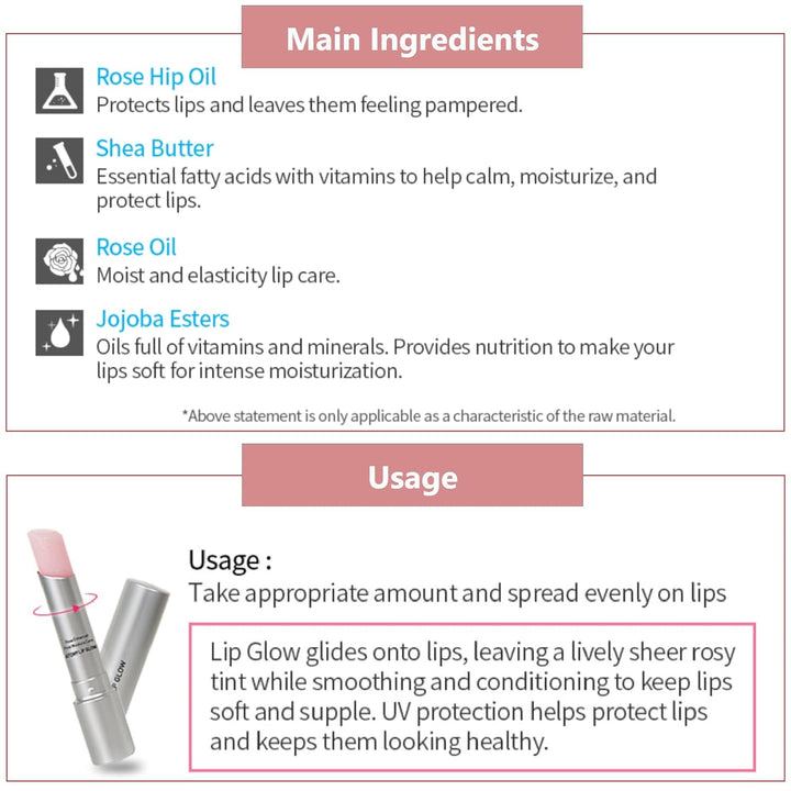 Atomy Lip Glow 0.12 oz x 2 EA - Bálsamo hidratante para el cuidado...