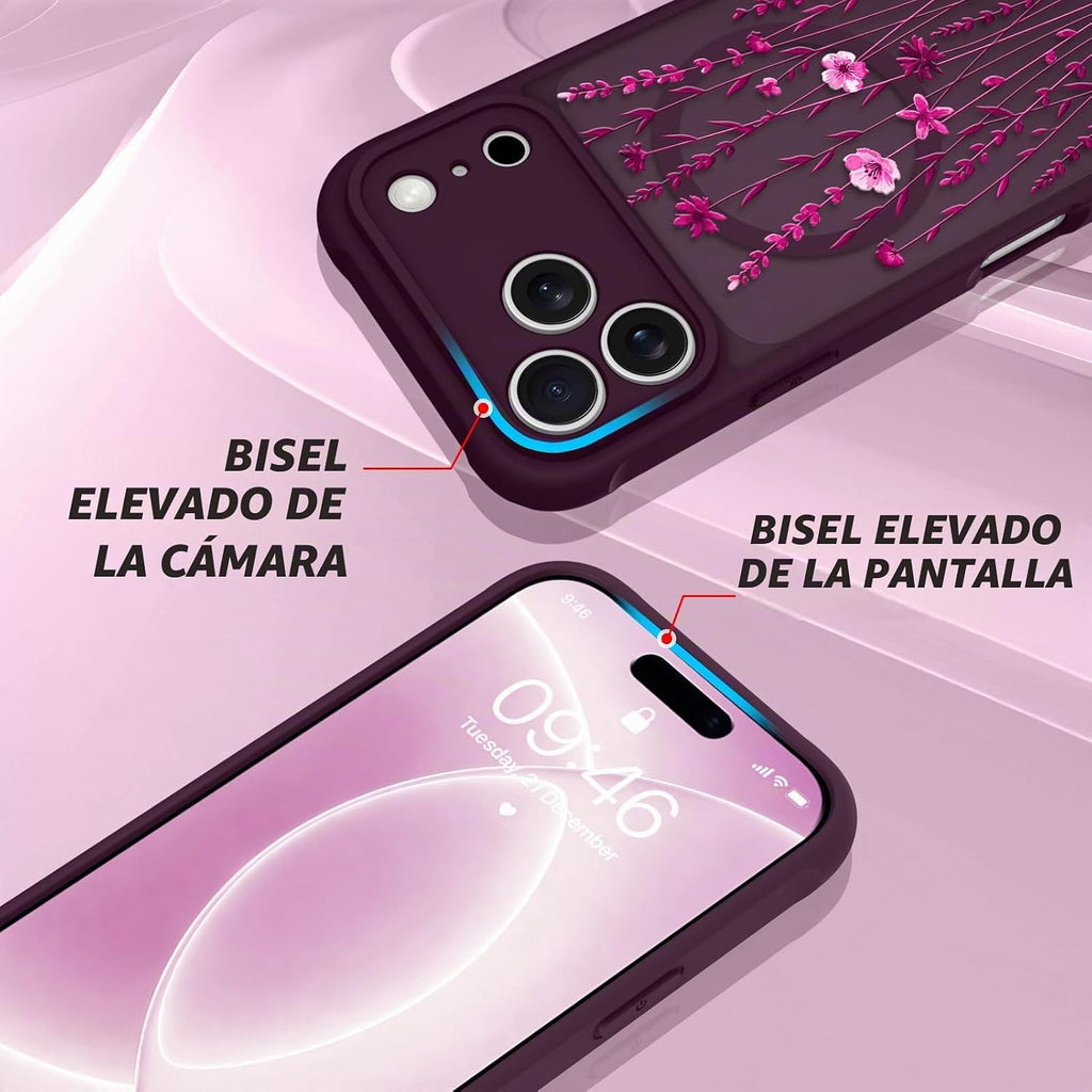 OOK Funda para iPhone 18 Pro de 6.3 pulgadas con flores florales color