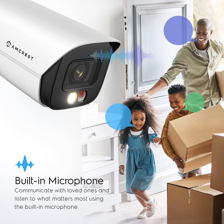 Amcrest Cámara IP PoE AI de 5MP con visión nocturna a color de 49 p...