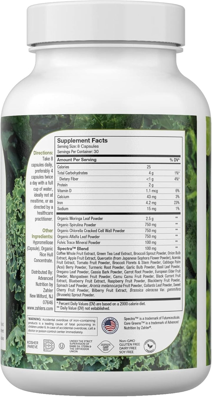Zahler Core Greens, Cápsulas Superfood Greens, Super Greens con esp...