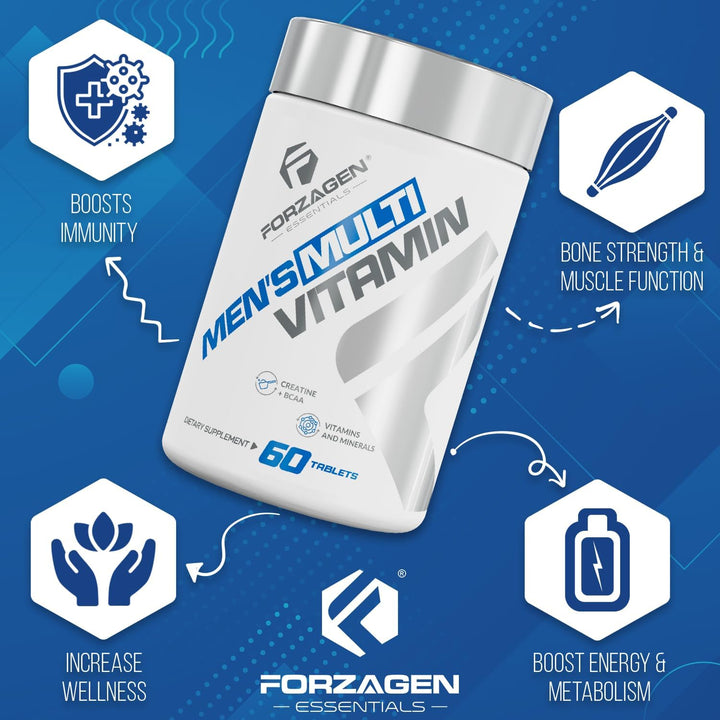 Forzagen Essentials Multivitamínico para hombre con creatina y BCAA...