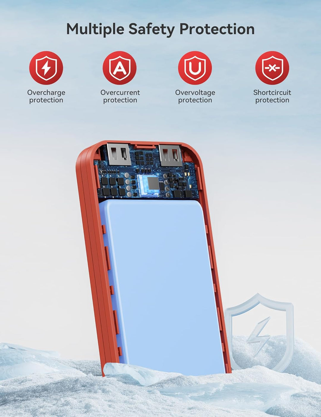 Banco de poder aonidi de 12000mAh ultraportátil con cables y enchuf...