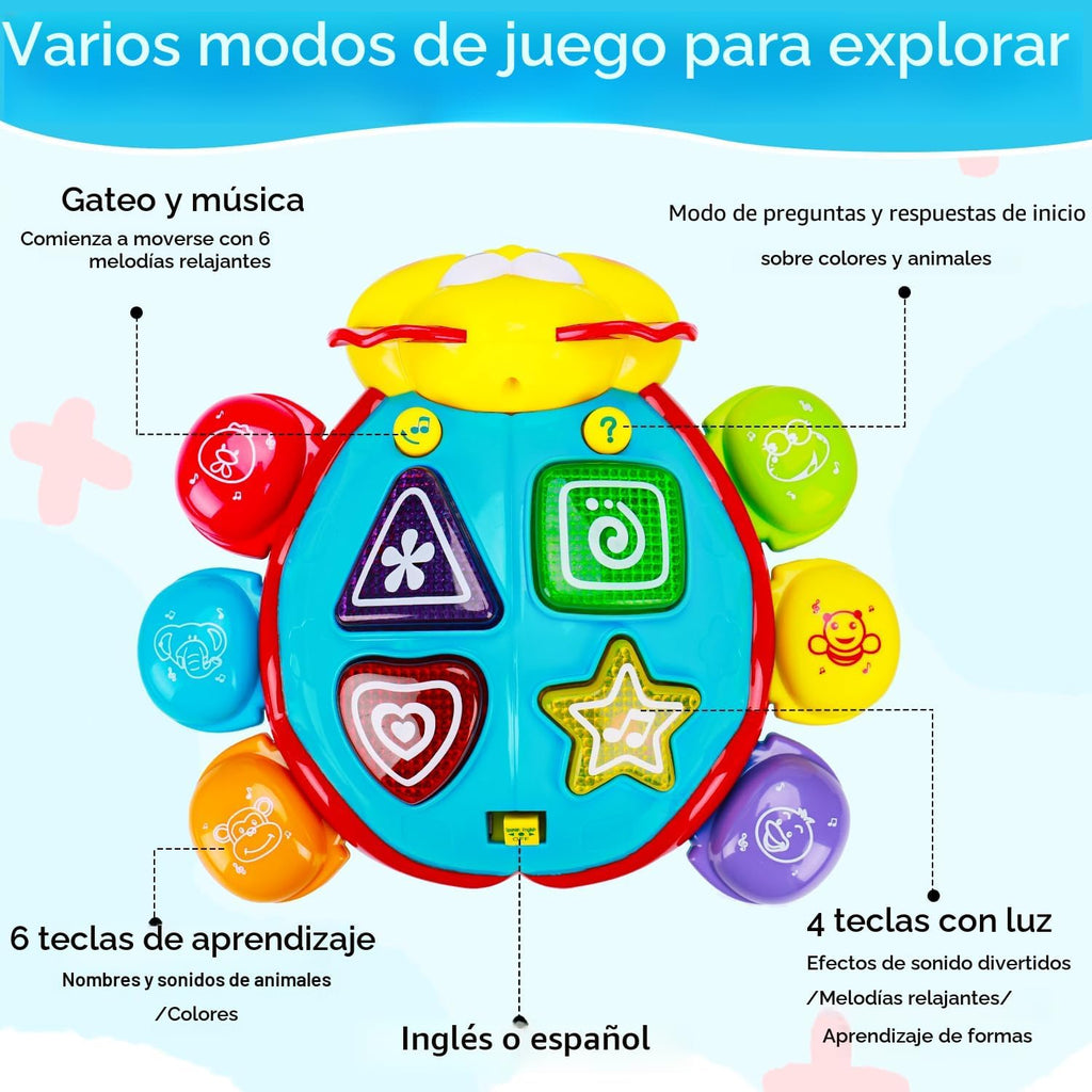 Juguete para gatear para bebés, juguete de aprendizaje musical iluminado