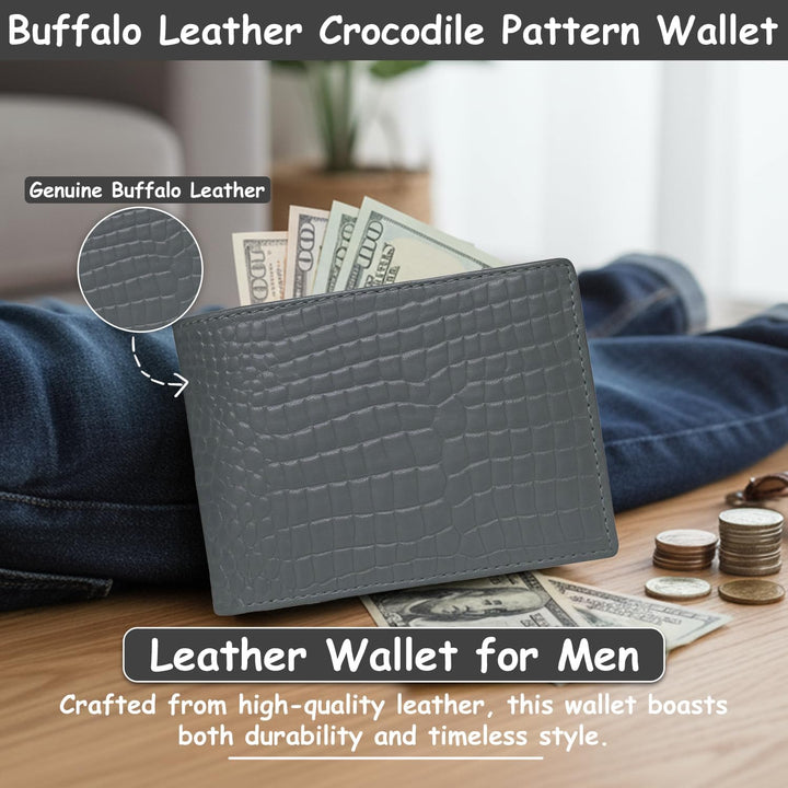 Cartera de cuero para hombre con bloqueo RFID para hombre, diseño m...