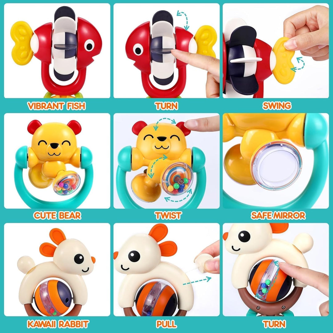 Juguetes para bebés de 6-12 meses, conjunto de 3 juguetes para sill...