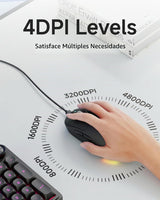 EWEADN Combo de teclado y mouse con cable con reposamuñecas desmont...