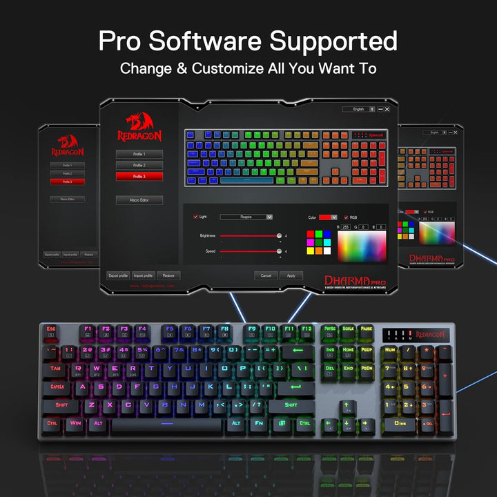 Redragon K556 PRO Teclado de Juegos Inalámbrico RGB Actualizado, Te...