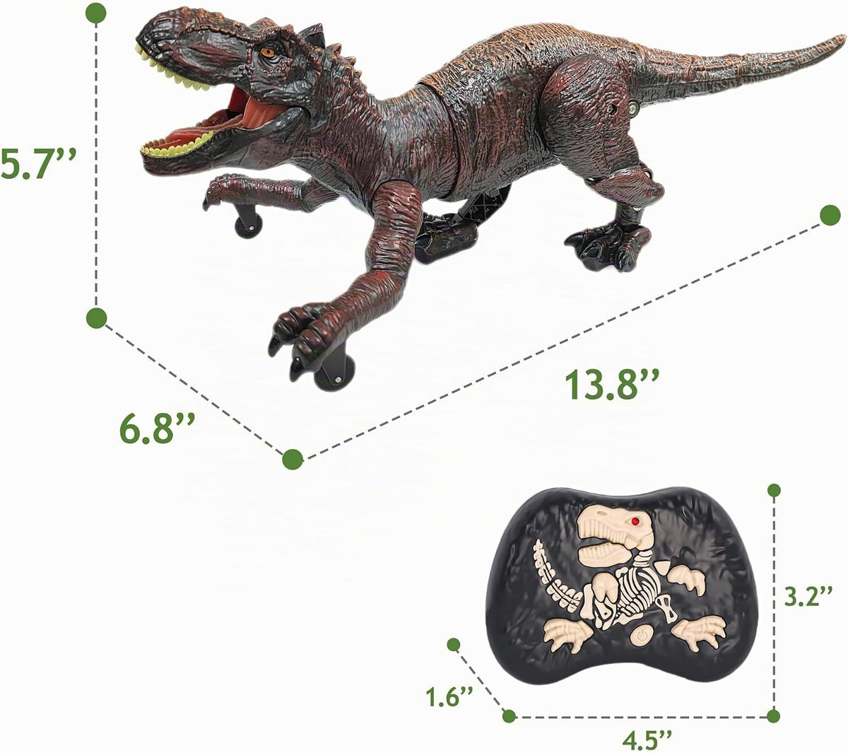 Juguetes de dinosaurio a control remoto para niños de 3-5, 5-7, 8-12, 10-12, juguete electrónico RC T Rex Dino robot para niños, los mejores regalos de Navidad y cumpleaños para niños de 6, 7, 8, 9, 10, 11 y 12 años (color: marrón)