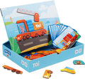 Toi Juguetes magnéticos para niños, cajas de rompecabezas magnéticas con tablero de juego, Vehículo