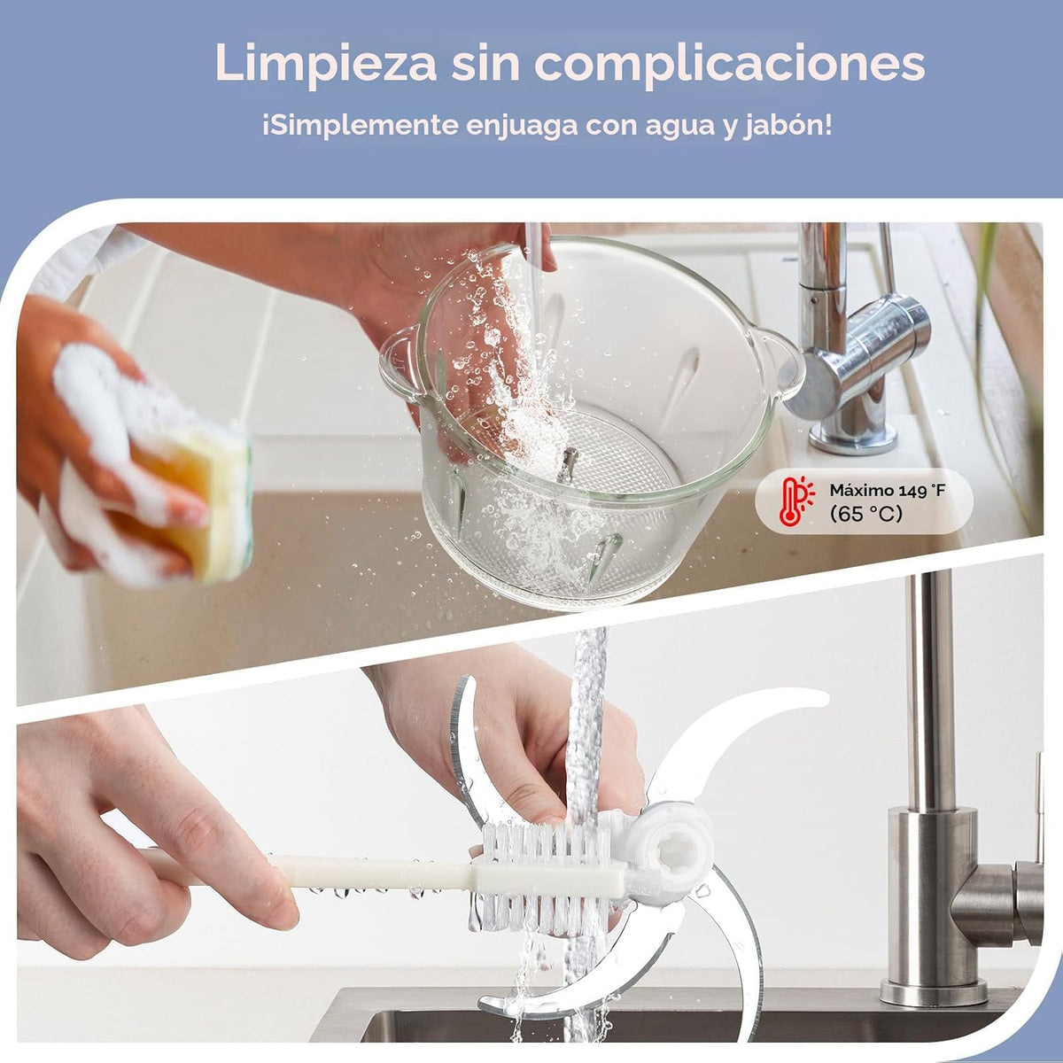 Ganiza - Procesador de alimentos con cuencos dobles, picadora de alimentos de 2 velocidades y picadora de carne