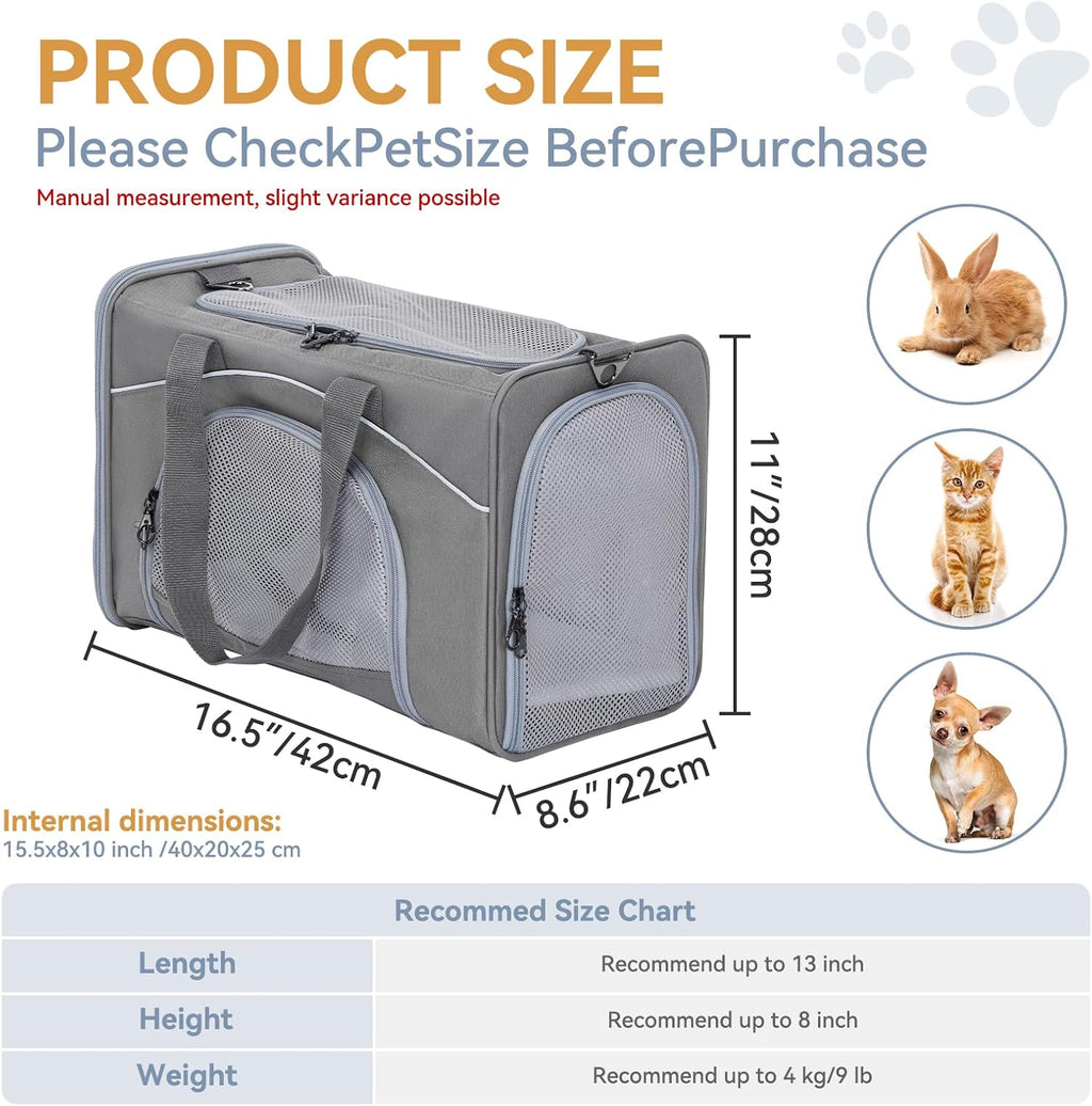 Petsfit Transportador de aerolíneas para gatos pequeños, colocación bidireccional, hasta 9 lb