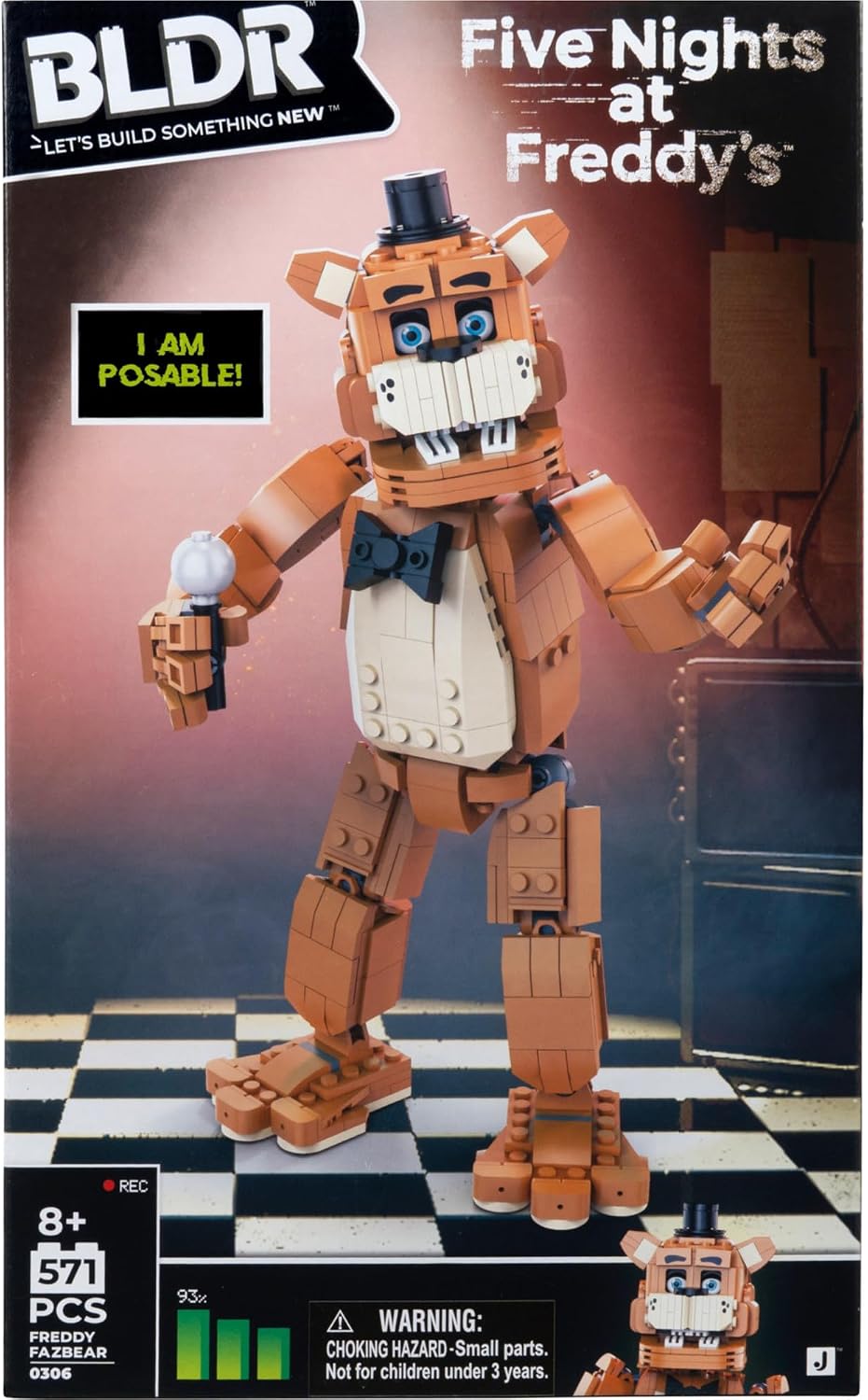 BLDR Five Nights at Freddy's™ Freddy Fazbear - Figura articulada de 11 pulgadas con 571 piezas, 0306
