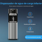 Brio Dispensador enfriador de agua con carga inferior para botellas de 5 galones - 3 temperaturas con salidas caliente, ambiente y fría, cerradura de seguridad para niños, pantalla LED con alerta de