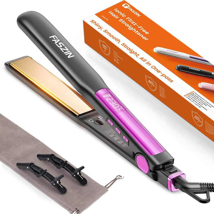 Faszin Plancha de pelo profesional, placa de titanio iónico de 1.18...