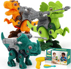 TOY Life Paquete de 3 juguetes de dinosaurio desmontables con herramienta