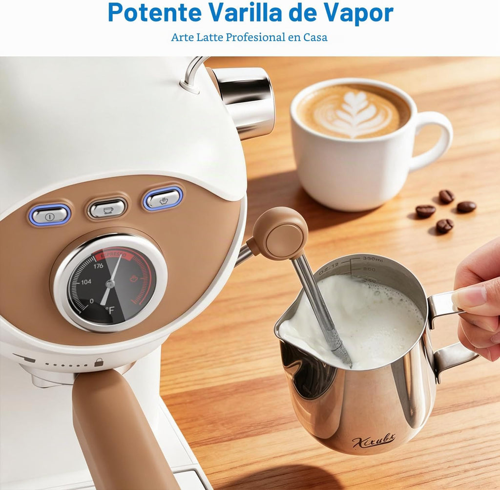 XIXUBX Máquina de café expreso, compacta con espumador de leche, color