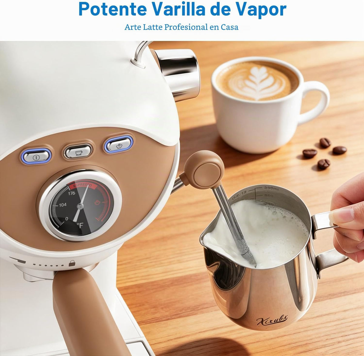XIXUBX Máquina de café expreso, compacta con espumador de leche, color