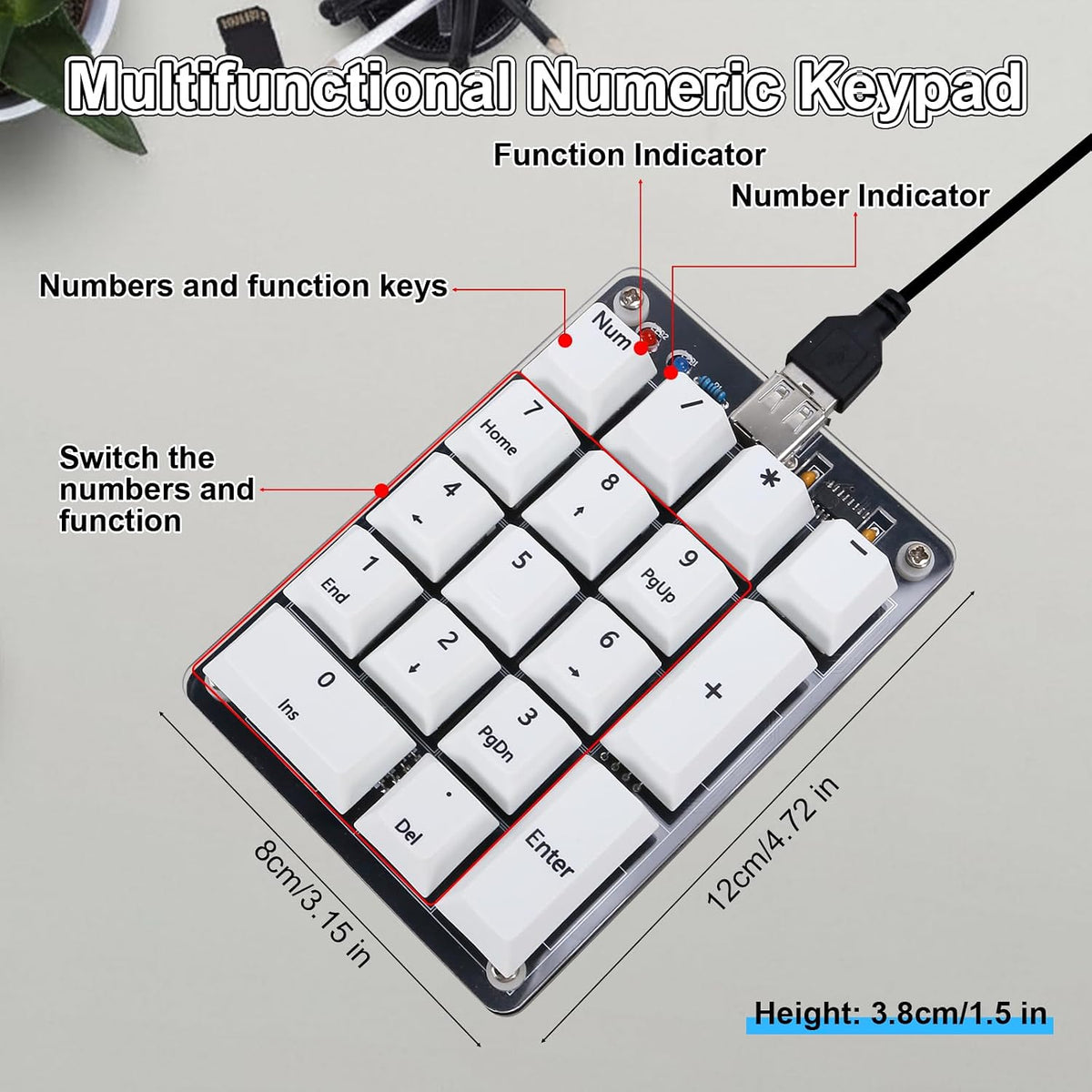 IS Icstation Kit de práctica de soldadura con teclado numérico para bricolaje, kit de proyecto de soldadura con almohadilla numérica de 17 teclas, interruptores azules intercambiables en caliente