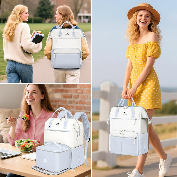 MATEIN Mochila para portátil con lonchera, mochila de almuerzo de 1...