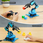 Brazo robótico para programación de codificación Arduino 6DOF STEM Kit de brazo de robot de construcción educativo, brazo robótico de metal completo de 6 ejes, controlador inalámbrico/PC