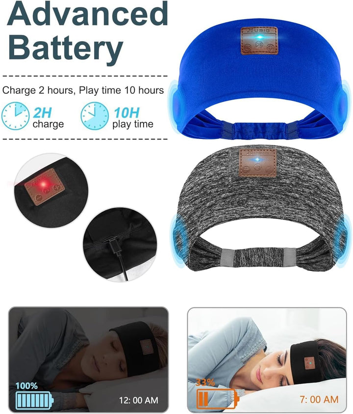 Mixiba Paquete de 2 auriculares para dormir, diadema con altavoz es...