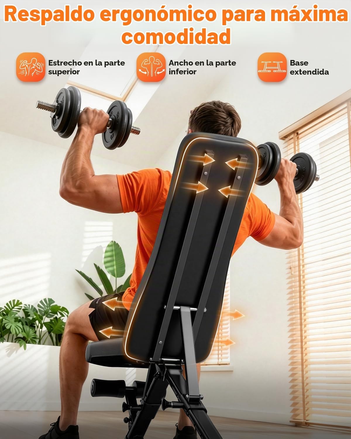 AIRHOP Banco de entrenamiento plegable, banco de pesas FID de 90° a -30°