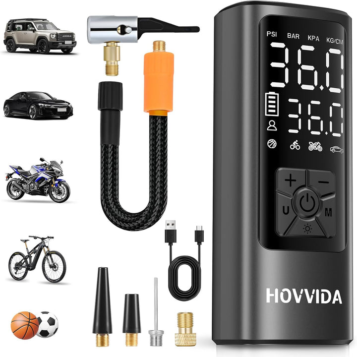 HOVVIDA Inflador de neumáticos, compresor de aire portátil, bomba d...