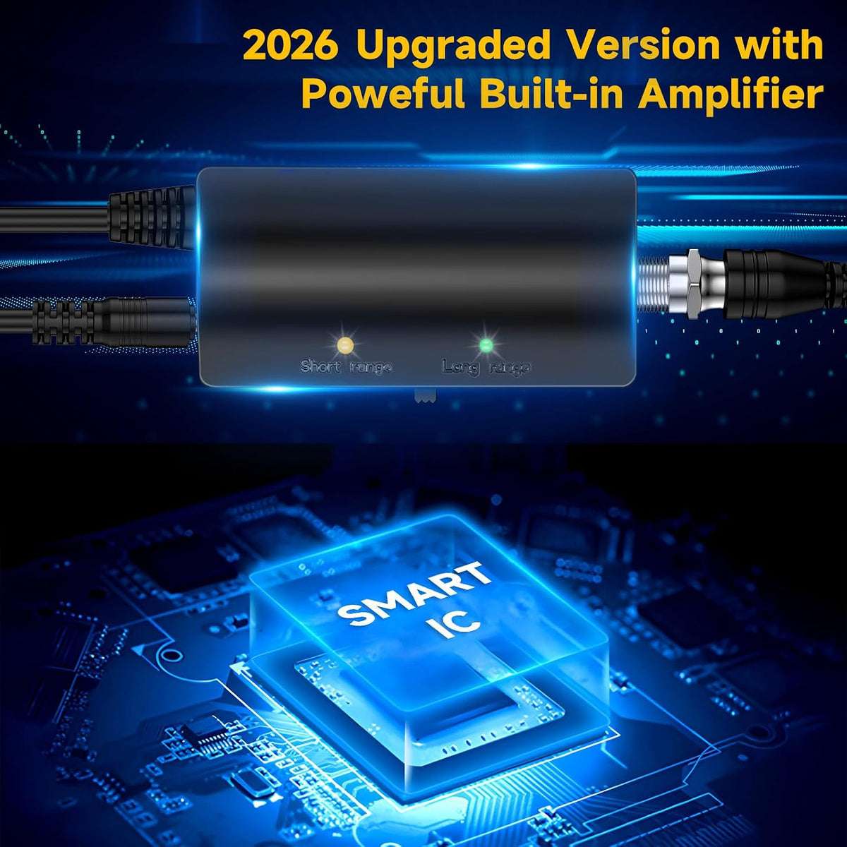Antena de TV 2026 para interiores, antena de TV de largo alcance para canales locales, antena digital para Smart TV con amplificador mejorado, antena para exteriores compatible con 8K 4K 1080p todos