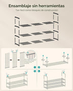 SONGMICS Zapatero, organizador de zapatos de 3 niveles, estante de almacenamiento de metal, vertical o al revés, para 20-24 pares, apilable, para entrada, 11.8 x 46.1 x 21.7 pulgadas, negro ULSA033B01