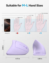 TECKNET Ratón ergonómico, ratones verticales recargables 2.4G+Bluet...