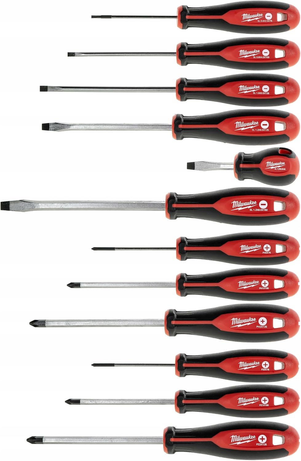 Milwaukee Juego de 12 destornilladores Tri-Lobe 4932472003, rojo