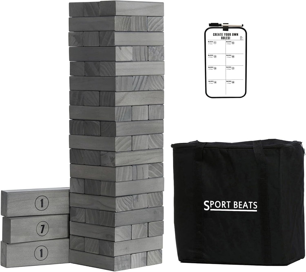Outdoor Games - Torre grande de 54 bloques de madera, juego de apilamiento