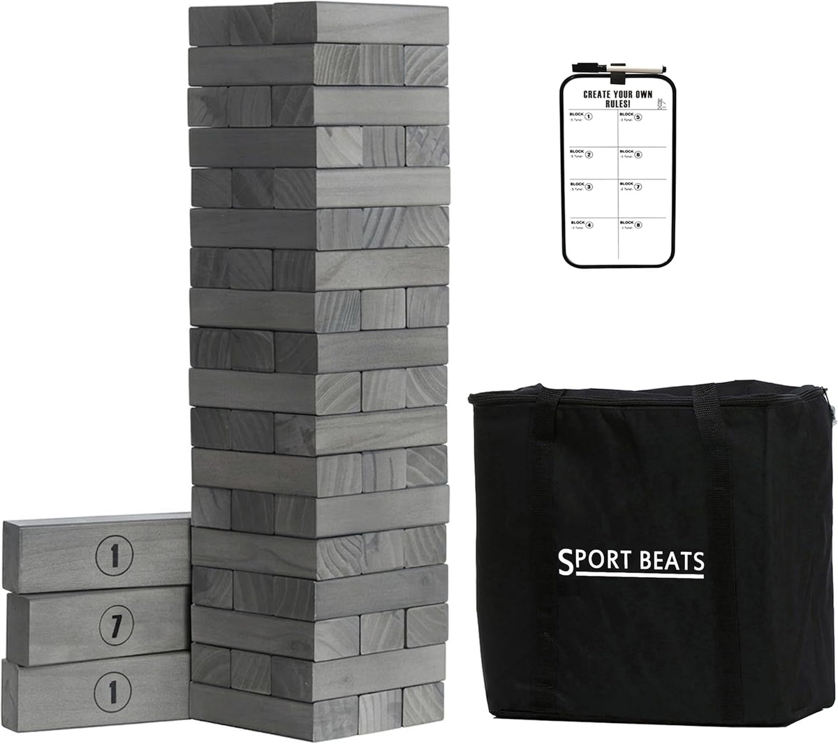 Outdoor Games - Torre grande de 54 bloques de madera, juego de apilamiento