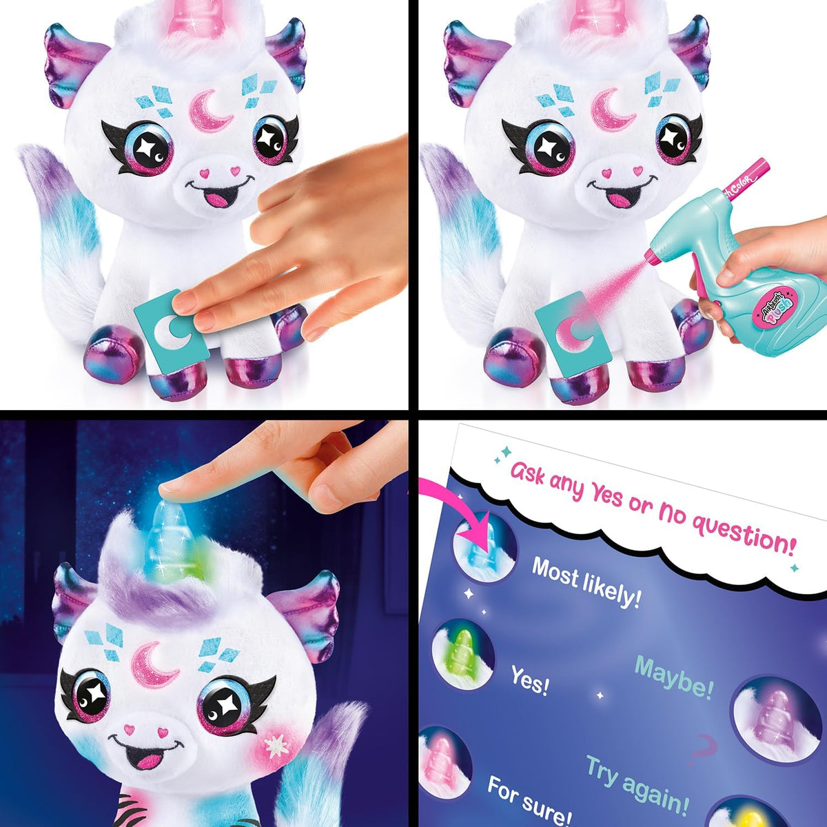 Canal Toys Unicornio cósmico con luz de aerógrafo. Decora, lava, repite. Personaliza tu propia felpa de arte en aerosol. Ilumina el cuerno de adivinos. A partir de 6 años