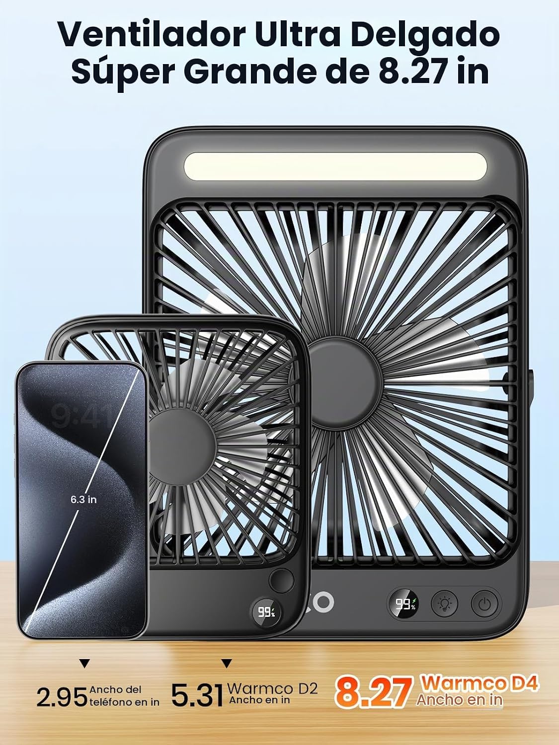 Warmco D4 - Ventilador de camping con batería de 20000 mAh, lintern...