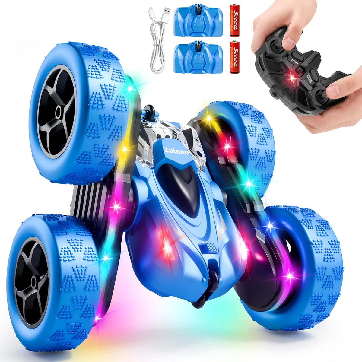 Zalneo Auto de Acrobacias con Control Remoto 4WD 360° Flip RC de Do...