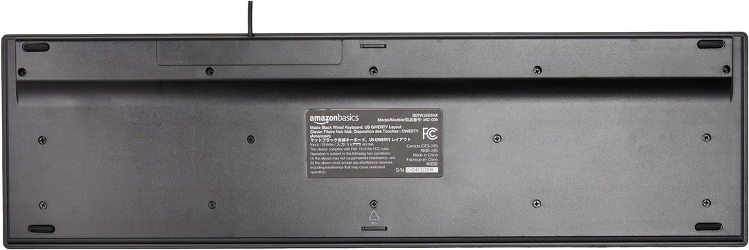 Amazon Basics Teclado QWERTY con cable tamaño completo negro
