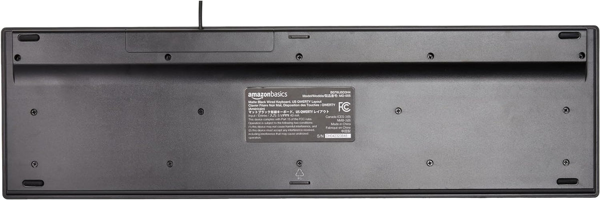 Amazon Basics Teclado QWERTY con cable tamaño completo negro