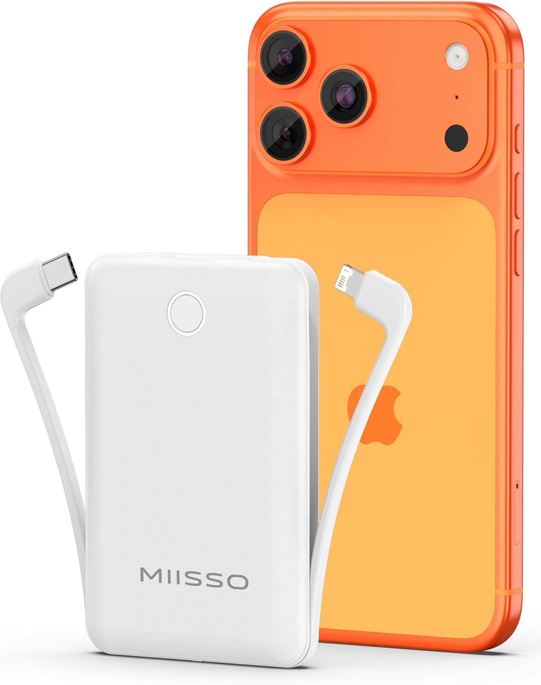 miisso Mini cargador portátil de 10000 mAh con cable integrado, tam...