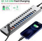 VANGREE, MK1-1200800C8, hub USB 3.2 de 17 puertos, alimentado, adaptador 12V/8A