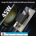 Paquete de 2 Cargador Súper Rápido Samsung de 45W Tipo C, Cable de Carga Tipo C de 10 Pies con Cargador Samsung USB C Cable USB C-C de 10 Pies para Samsung Galaxy S25/S24+/Ultra/S22/S21/S20, iPhone17