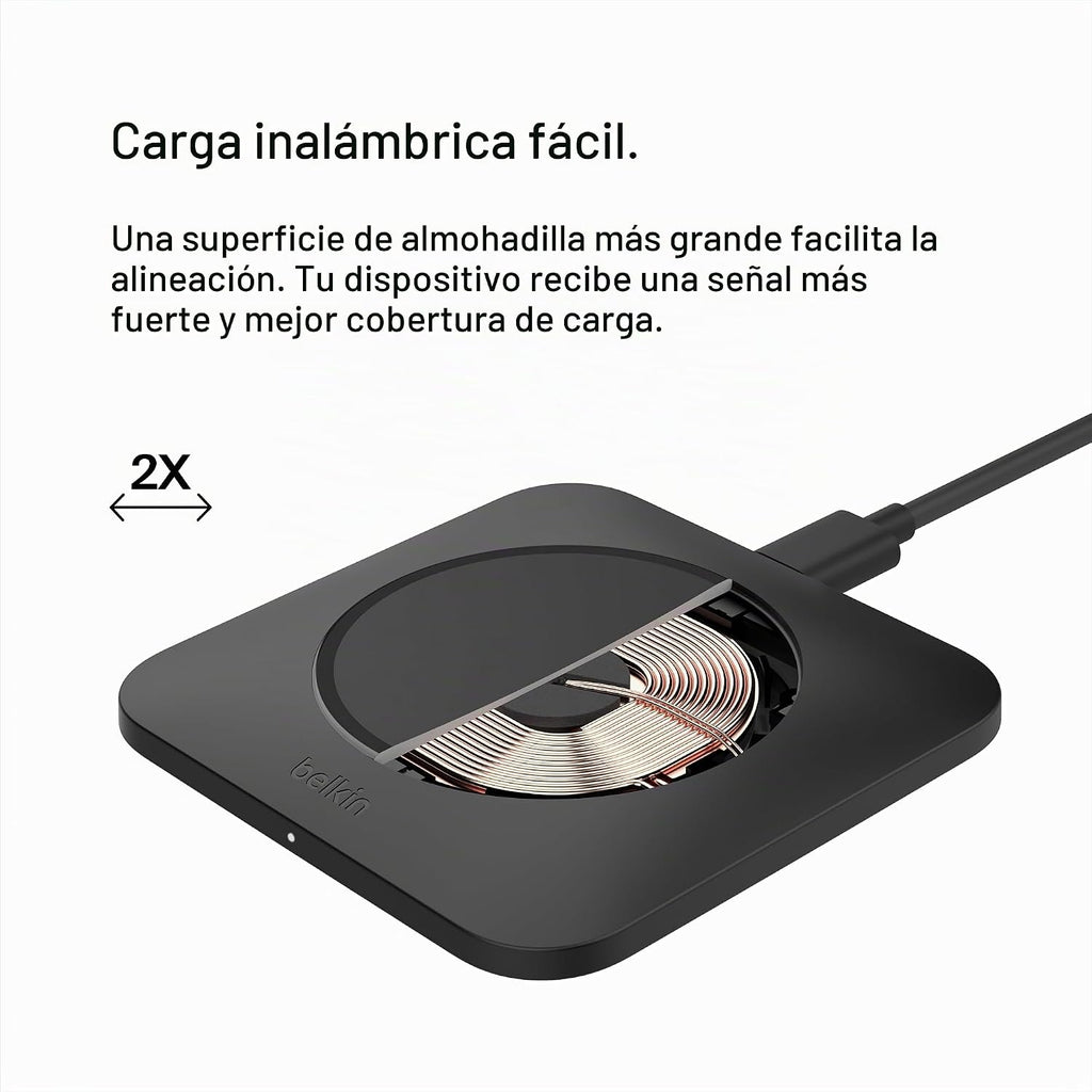 Belkin Almohadilla de carga inalámbrica de 15W, cargador Qi compacto para