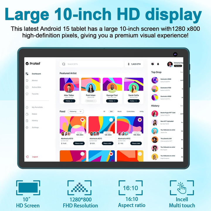 Tablet Android 15 de 10 pulgadas, tableta 2 en 1 con teclado. 8GB R...