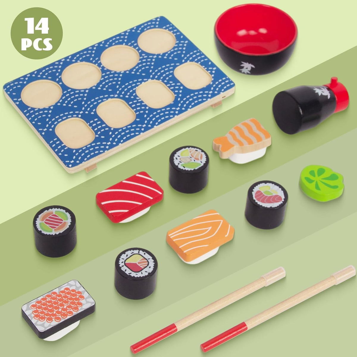 Juego de comida y pizza para cortar sushi, juguetes de cocina para niños de 3 años en adelante, juguete de aprendizaje para niñas y niños