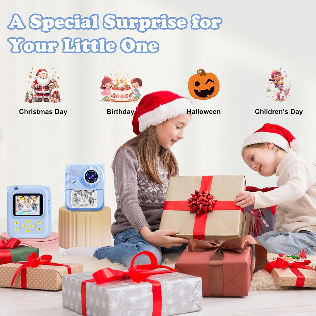 Cámara de impresión instantánea para niños, cámara de video 1080P c...