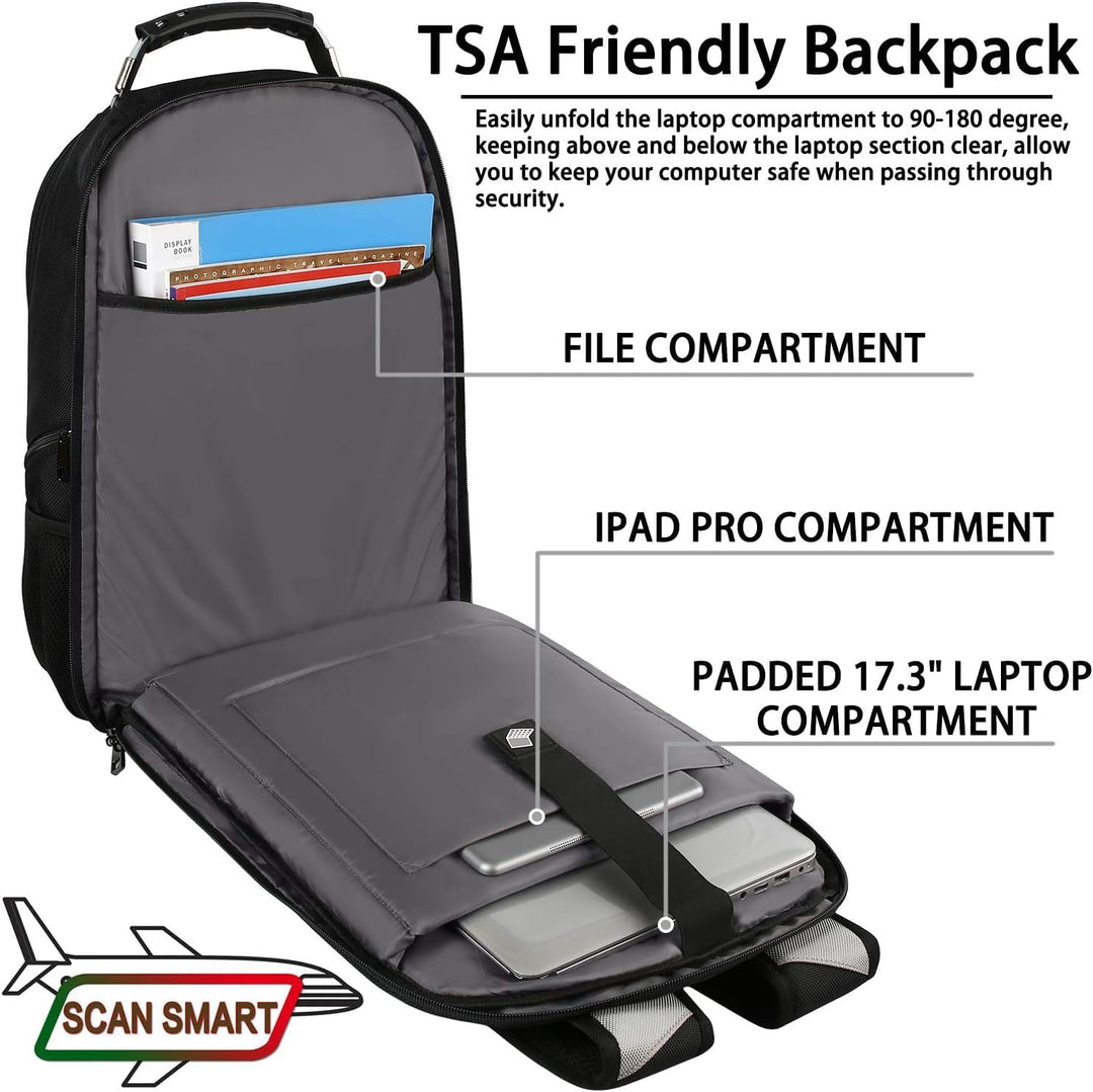 Mochila para portátil de 17 pulgadas, mochila de viaje grande para...