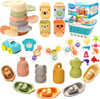 Juguetes de baño para bebés, juguetes de piscina, adecuados para niños y niños pequeños, juego 6 en 1 que incluye bote flotante, cuchara de baño y taza giratoria, juguetes de piscina y mesa de agua
