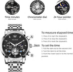 OLEVS Relojes para hombres Luxurious vestimenta acero inoxidable resistente al agua cronógrafo
